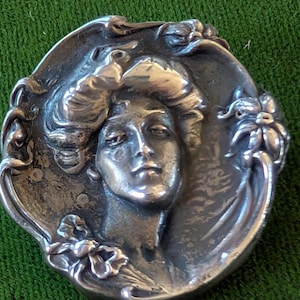 Antique ART NOUVEAU Sterling Lady Pin