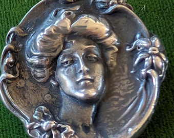 Antique ART NOUVEAU Sterling Lady Pin