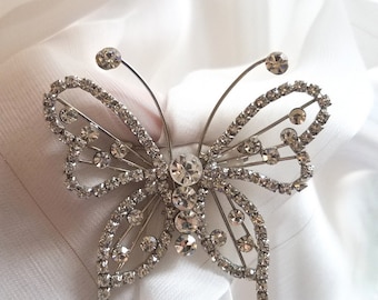 Dazzling Vintage Rhinestone Butterfly Brooch