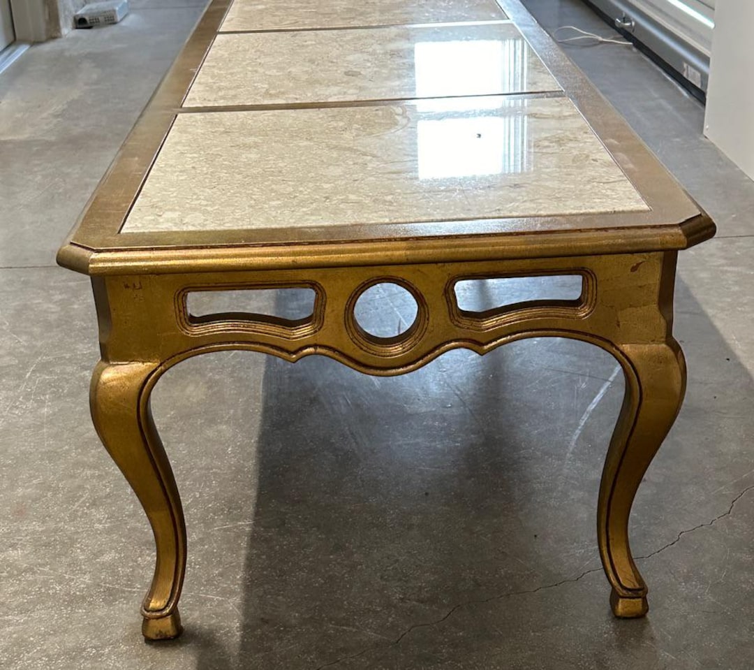 Vintage Drexel Heritage Coffee Table: Italian Marble, Hollywood