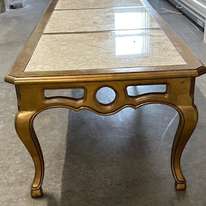 Gorgeous Vintage Drexel Heritage Coffee Table w/ Italian Marble Inserts Hollywood Regency MCM