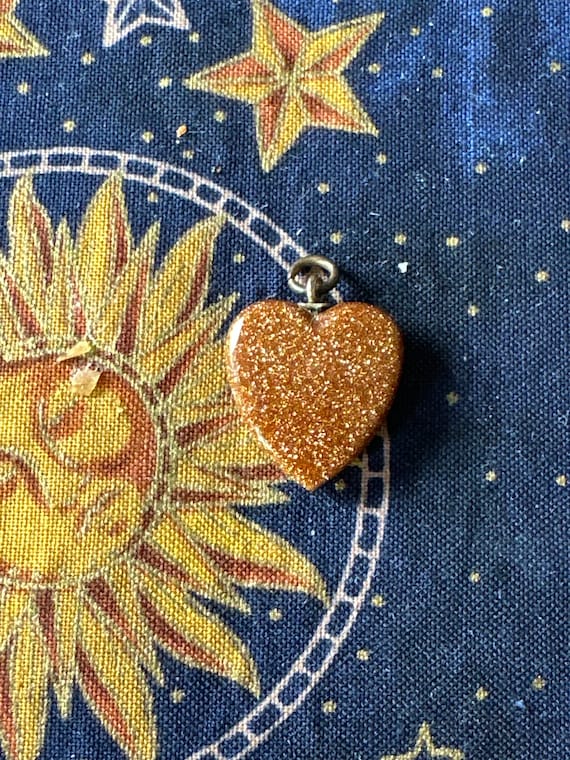 Victorian Goldstone Heart Pendant Charm Valentine - image 1