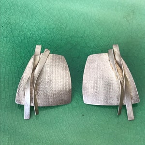 Vintage Sterling Minimalist Modern Art Designer Earrings
