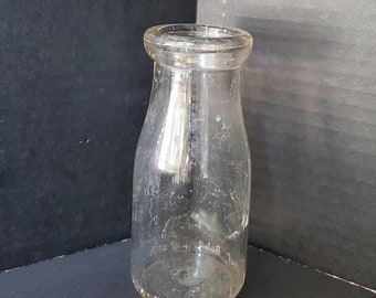 Vintage Half Pint Clear Glass Milk Bottle
