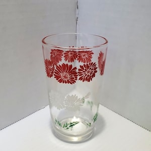 Red & White Floral 1950's Swanky Swig Juice Glass