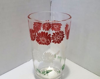 Red & White Floral 1950's Swanky Swig Juice Glass