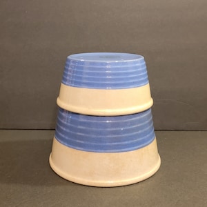 Pair of Antique Blue and White Universal Potteries Nesting Bowls