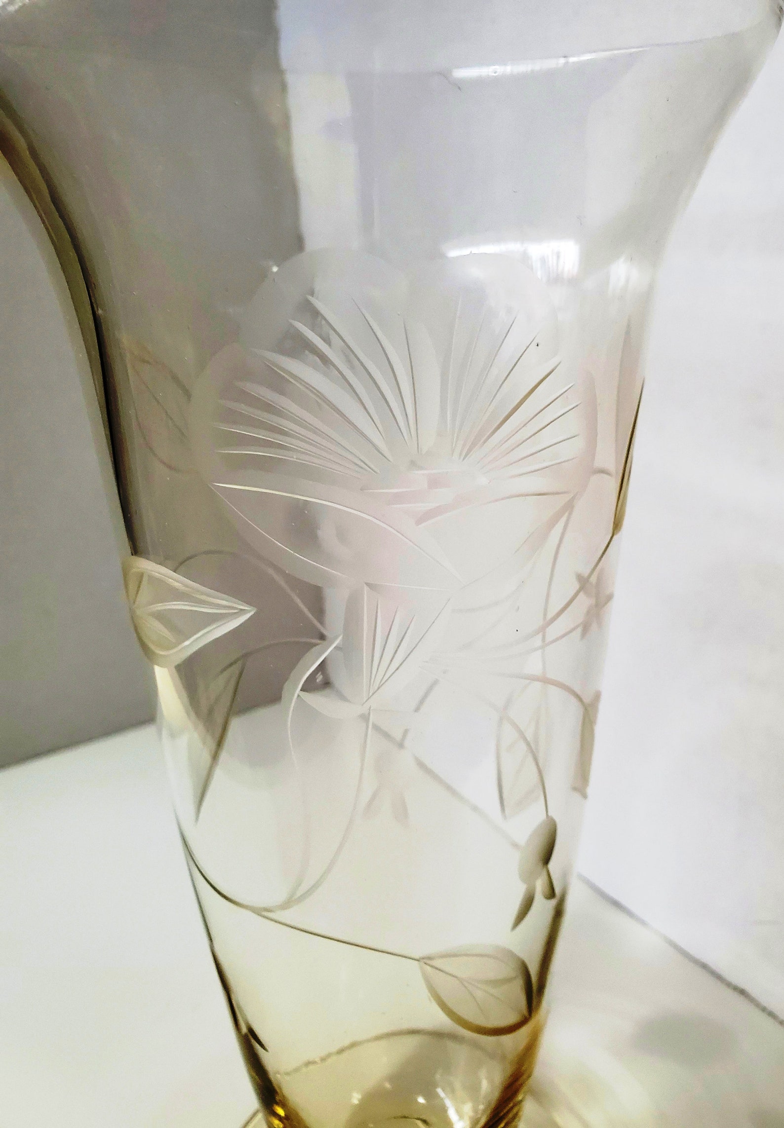Exlarge Antique Cambridge Glass Etched Vase / 1920's Etsy