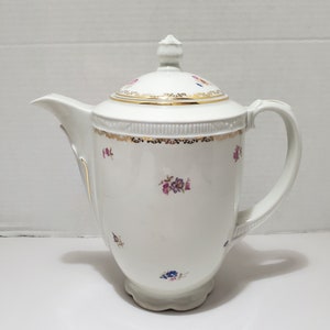 Chodziez / Poland / Porcelain Coffee Pot / Pattern # 89413 / Gold Trim & Flowers