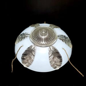 Antique Blue Ceiling Mount Glass Light Shade / Leaves