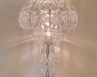 Beautiful Vintage Cut Crystal Mushroom Top Table Lamp