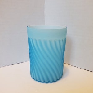 Antique EAPG? Blue Satin Swirl Glass Tumbler