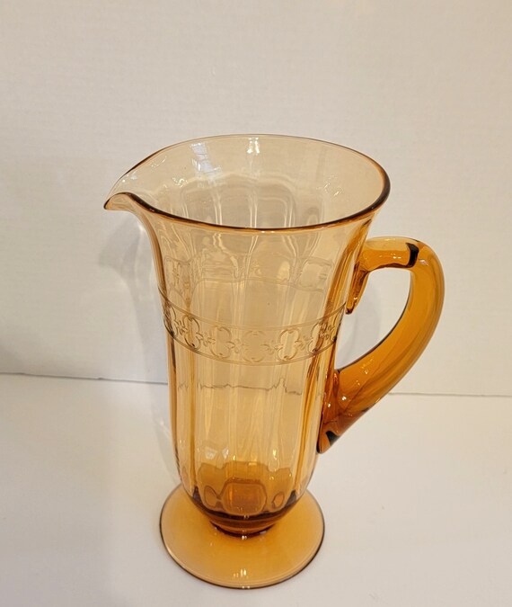 Amber Fostoria Glass spartan Etched Footed Water Etsy