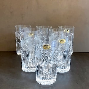 Eight (8) - 4-3/4" Cut Crystal Bohemian Highball Whiskey Glasses