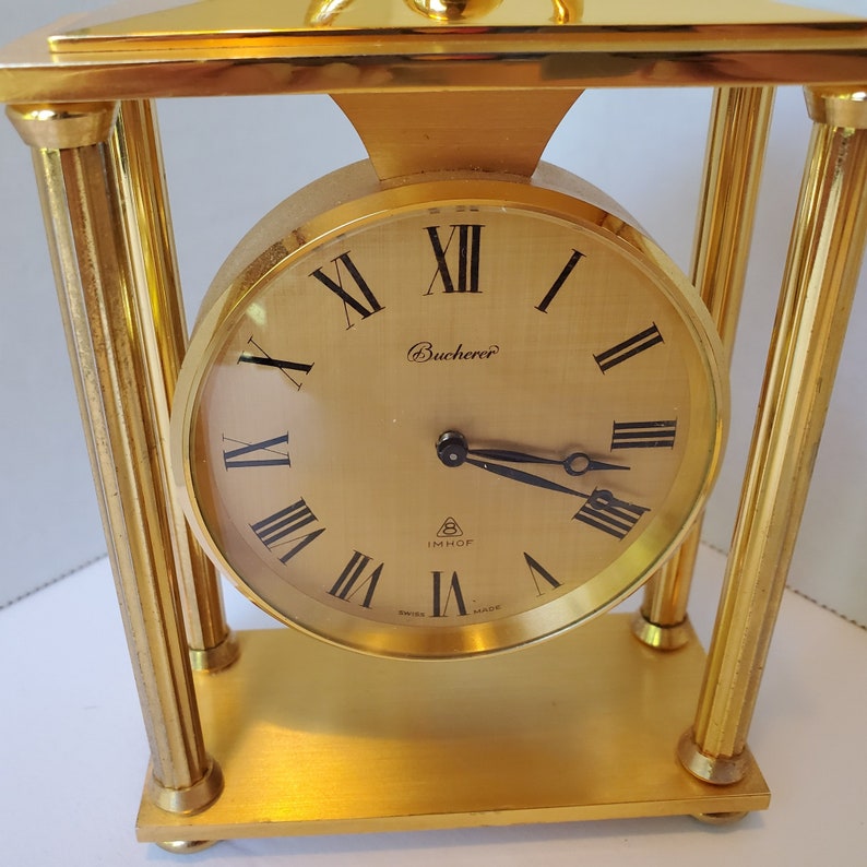 Vintage 1960's Bucherer IMHOF Swiss Carriage / Table Clock Etsy