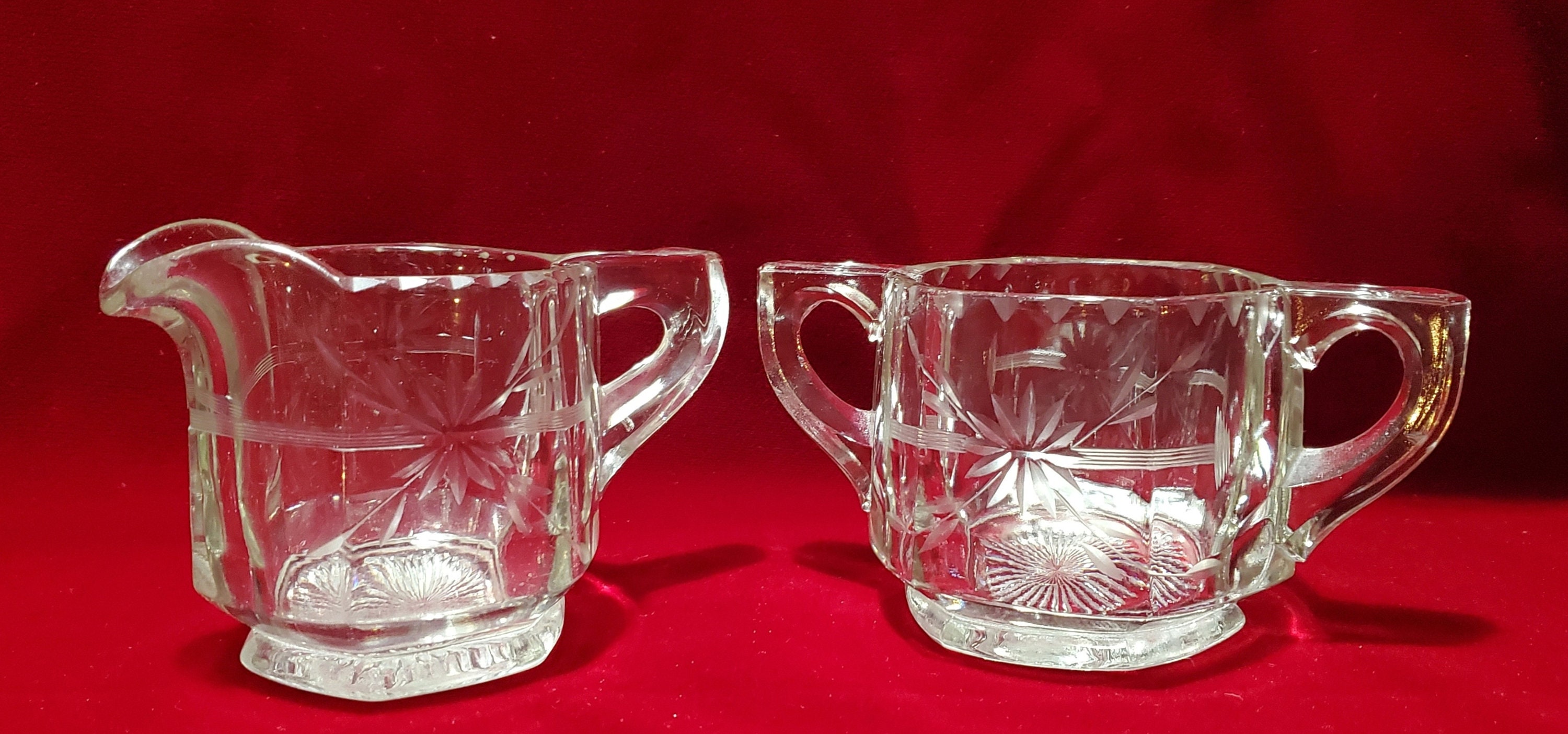 Vintage Floral Etched Sugar and Creamer Set / Unknown Maker Etsy UK