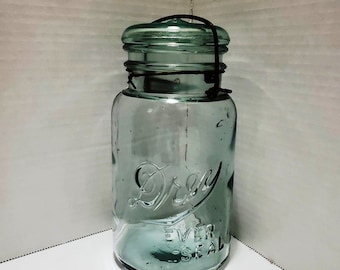 Antique Clear Drey Bale Top Canning Jar