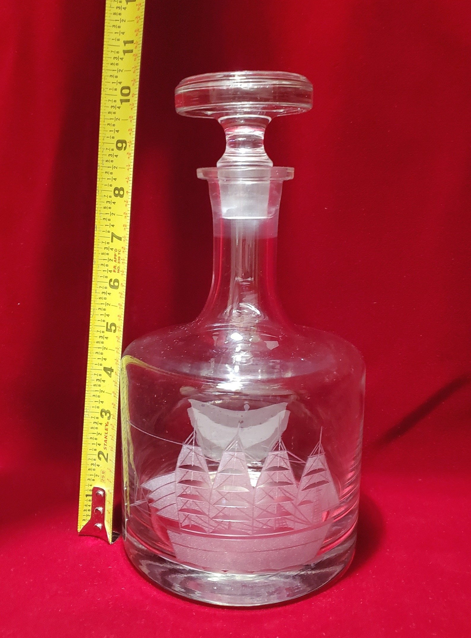 Vintage galleon Etched Glass Ship's Decanter Etsy