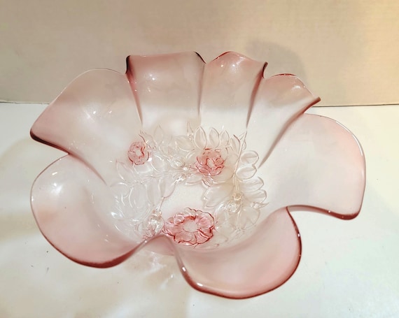 80s Roy Hamilton for Mikasa 花瓶 ピンク Mikasa Pink Frosted Ruffled 