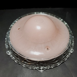 Pink 1940&#39;s Ceiling Mount LIght Fixture Globe