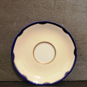Royal Doulton &quot;The Marlborough&quot; Saucer ONLY For Cream Soup Bowl / Cobalt Blue Trim