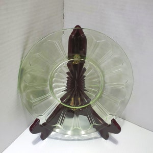 Six (6) - 8-3/8&quot; Green Hocking Glass &quot;Colonial&quot; AKA &quot;Knife & Fork&quot;  Luncheon Plates