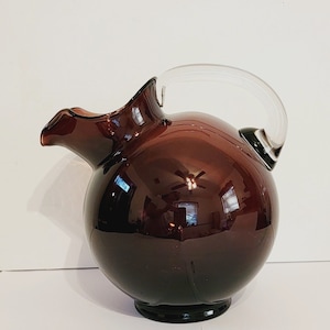 9&quot; Cambridge Glass &quot;Amethyst&quot; Line 3400 Ball Pitcher / Clear Handle