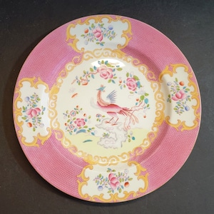 Minton Pink &quot;Cockatrice&quot; Dinner Plate 10-1/4&quot; / England / VERY RARE PATTERN