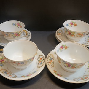 Three (3) Noritake &quot;Dresdena&quot; Cup & Saucer Sets / Japan / Circa 1931