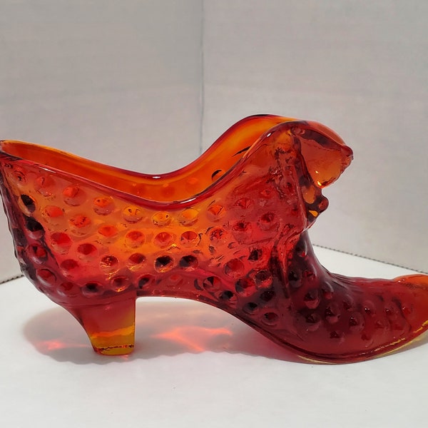 Fenton Amberina "Cat's Slipper" Glass Shoe