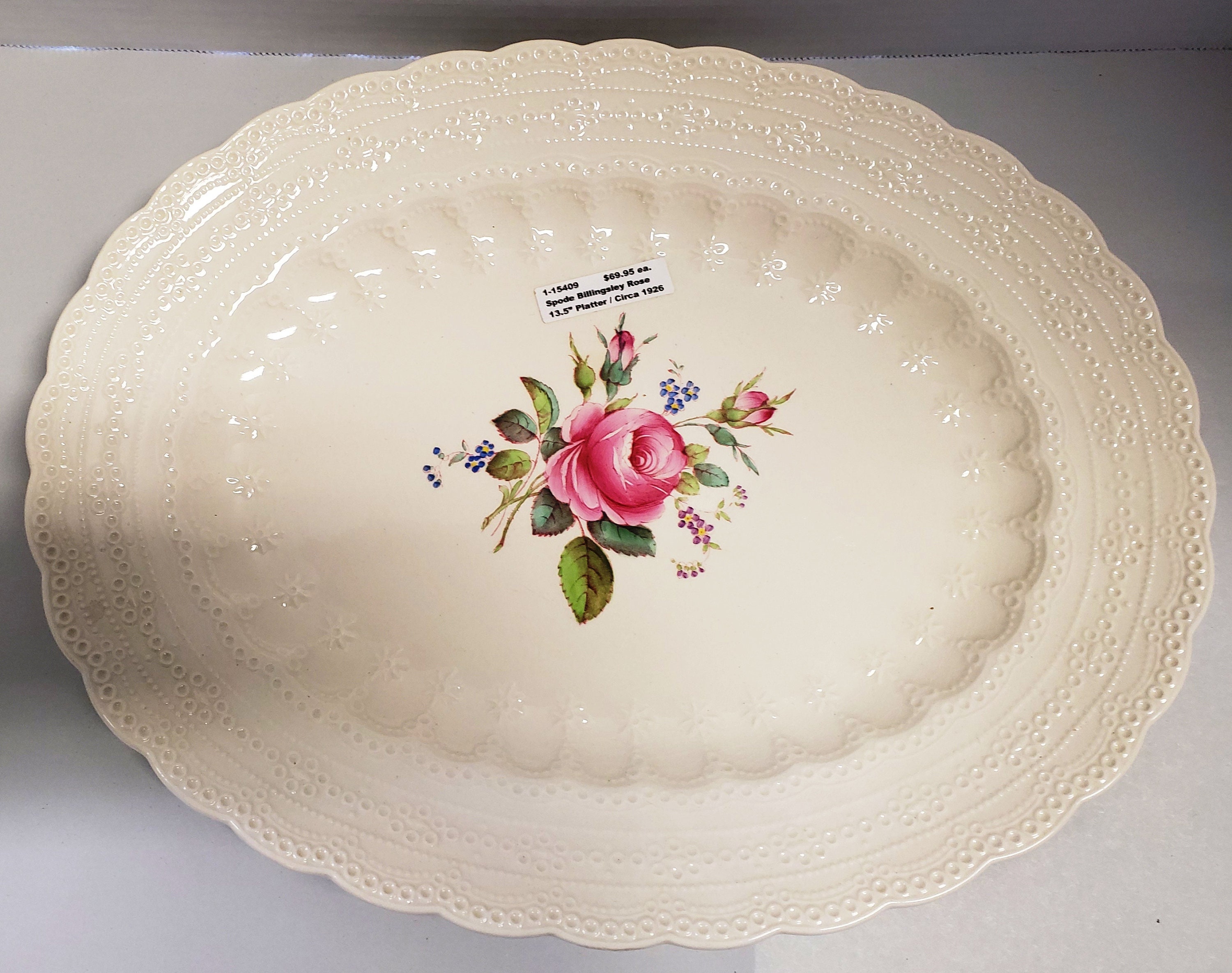 Spode Billingsley Rose Platter - Vintage 13.5