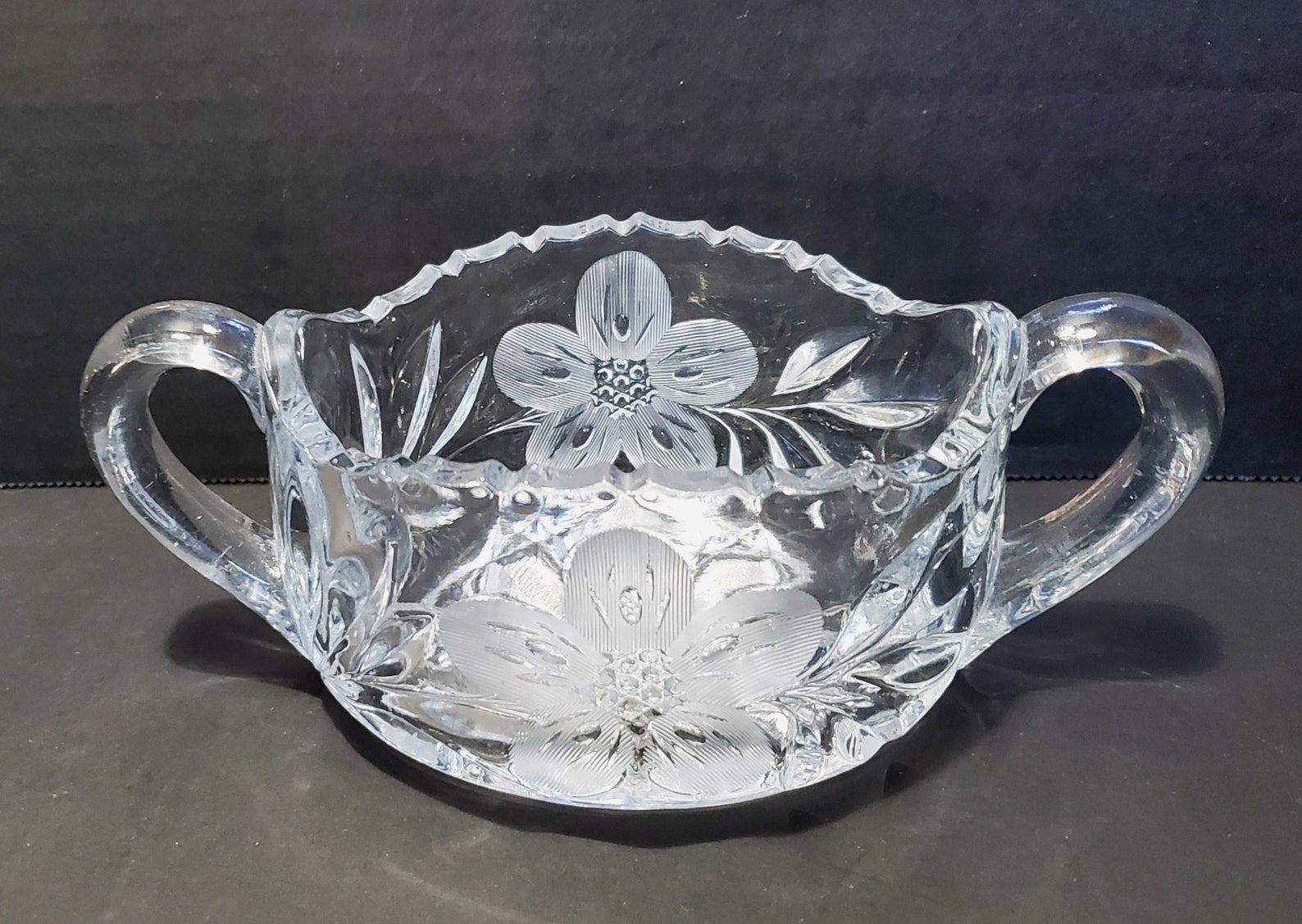 Crystal Floral Etched Open Sugar & Creamer Etsy