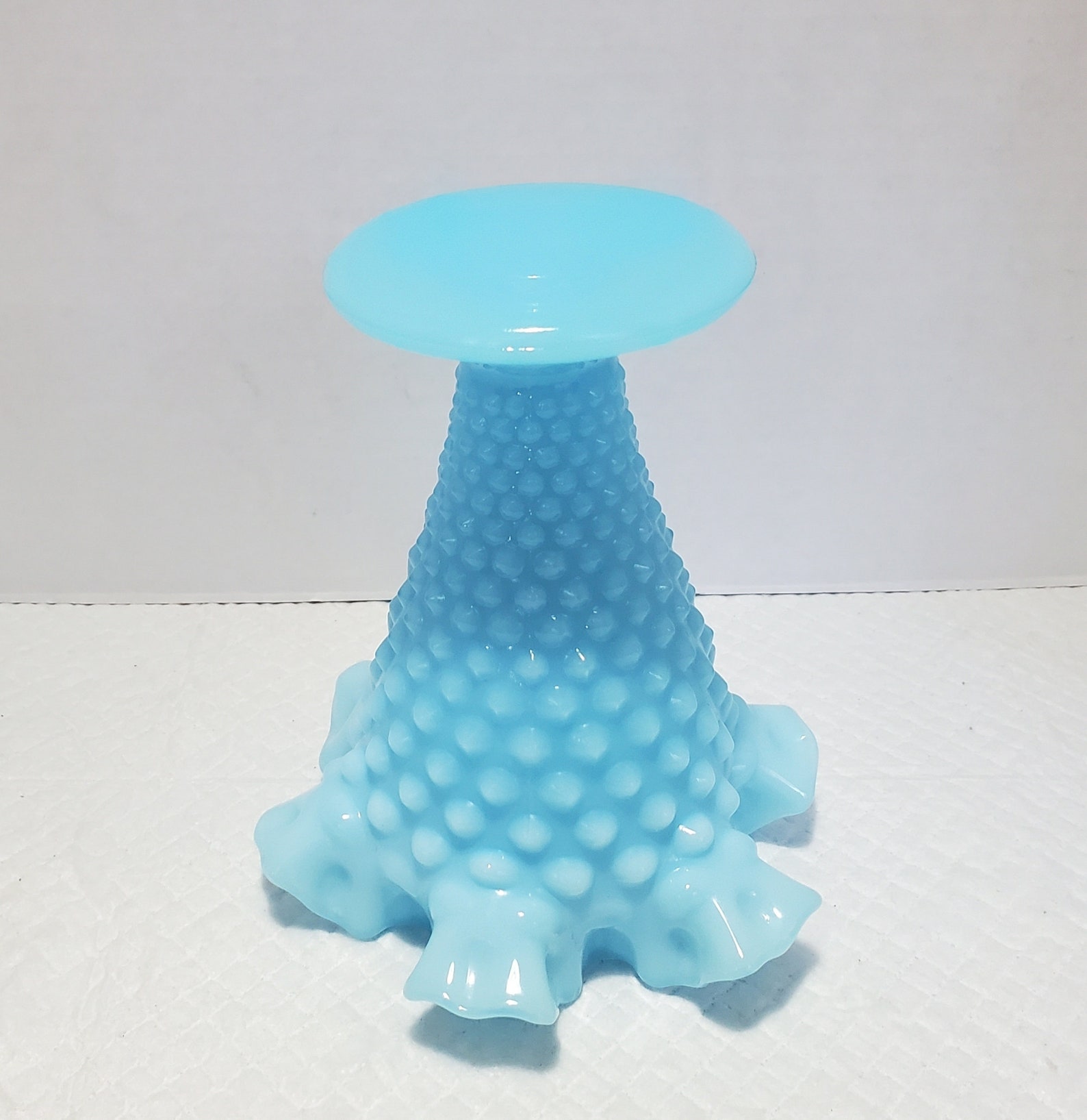 Light Blue Fenton Hobnail Ruffled 6 Vase Etsy