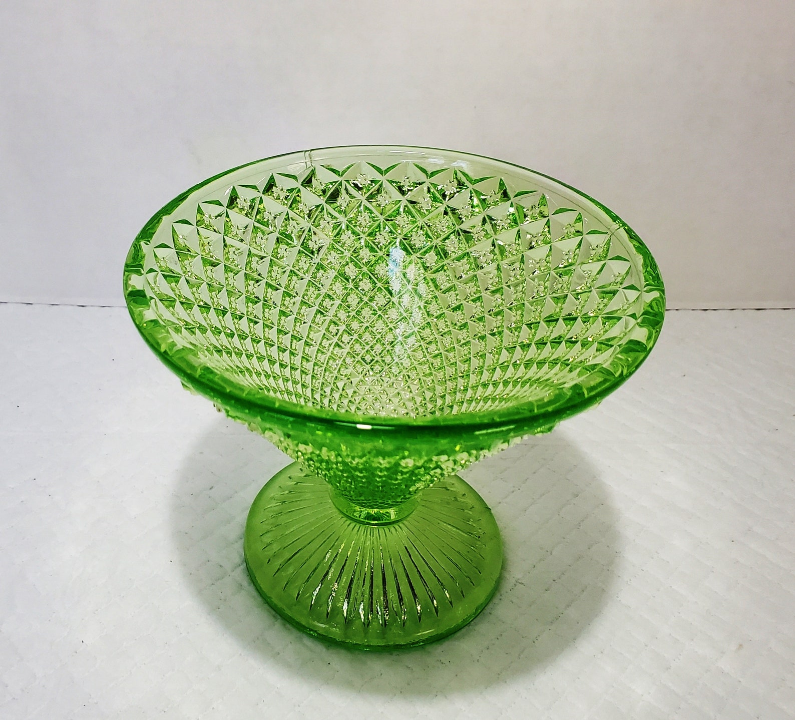 Green Westmoreland English Hobnail Footed Compote / Candy Dish Etsy