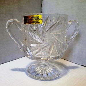 Vintage West German Footed Crystal Sugar Bowl