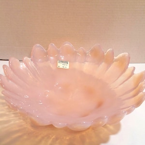 Large Fenton Pink Flower Petal Shaped Bowl