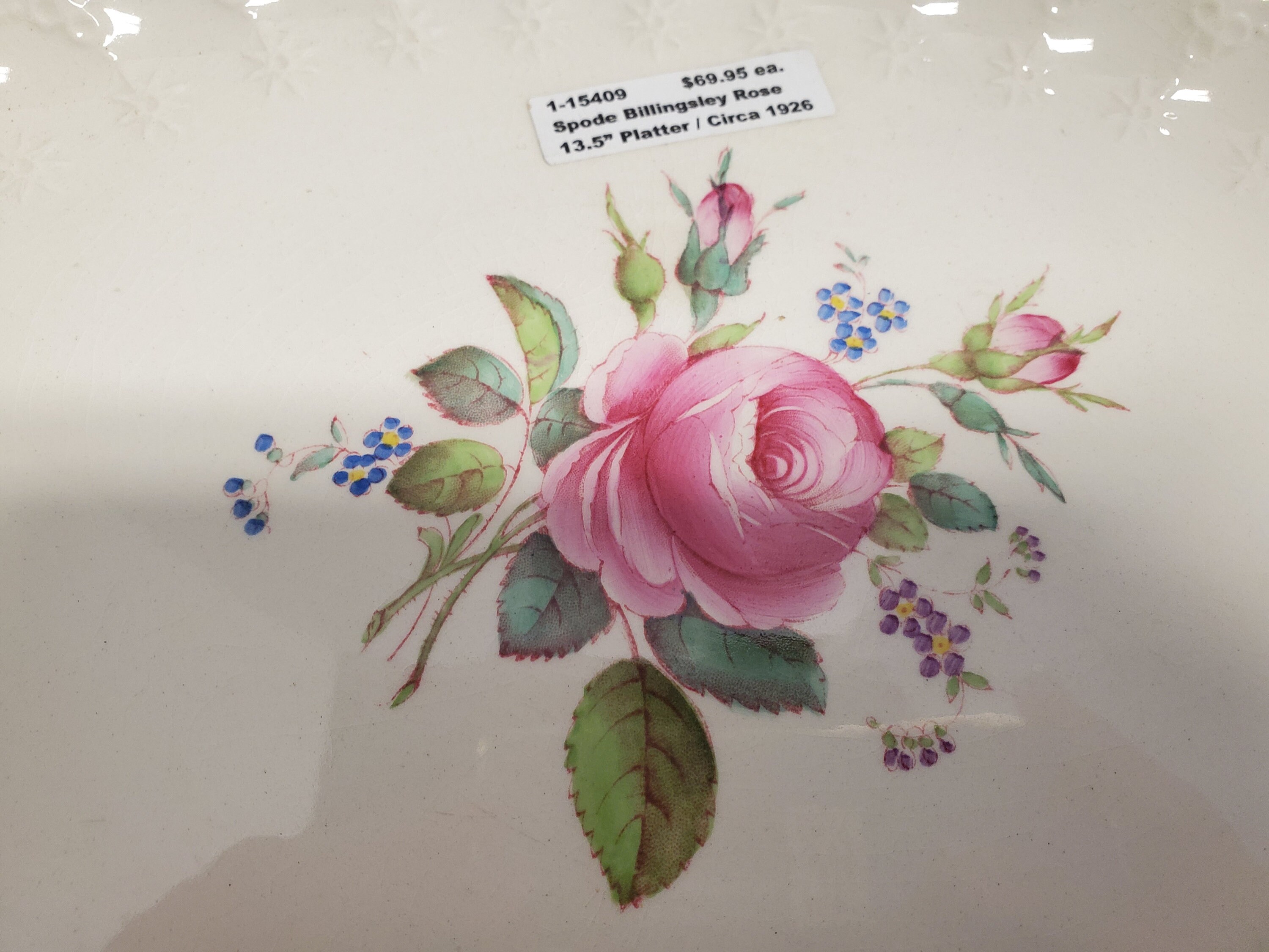 Spode Billingsley Rose Platter - Vintage 13.5