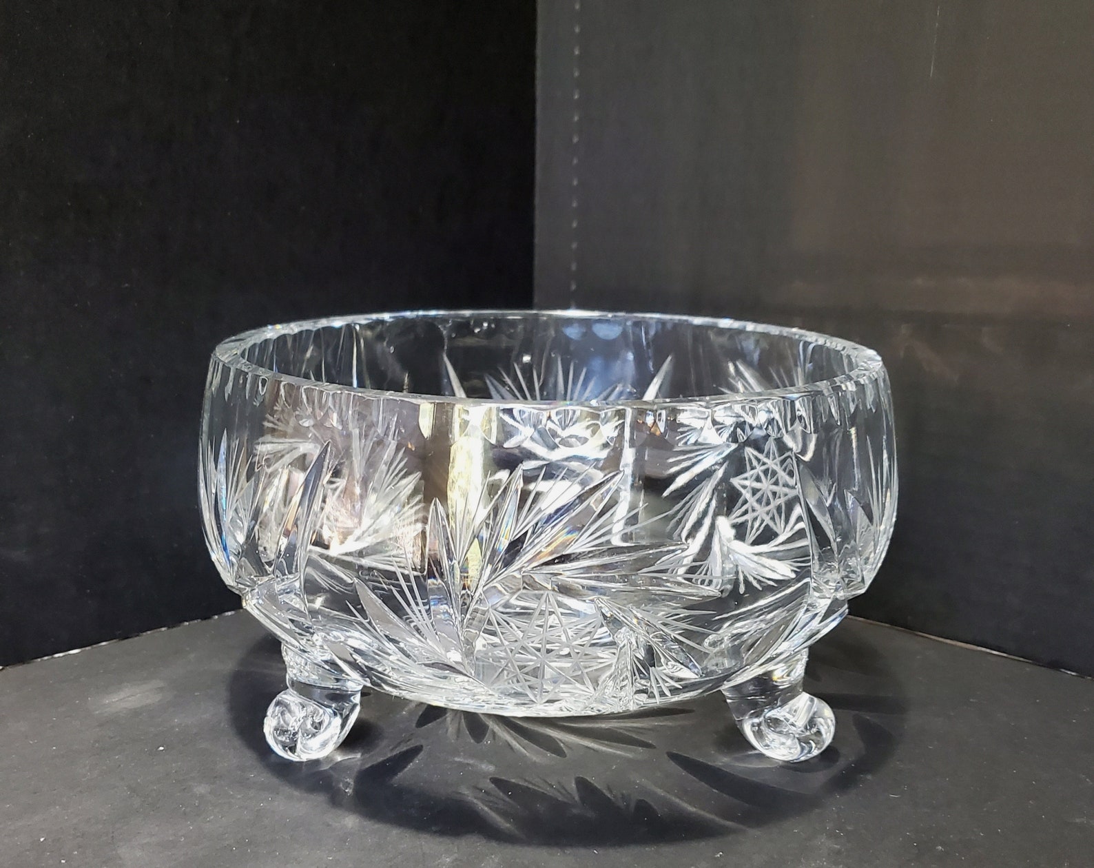 Beautiful 71/2 Threetoed Crystal Bowl / Czechoslovakia Etsy