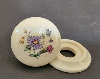 Five (5) - 1-1/8" Floral Ceramic Drawer Pulls