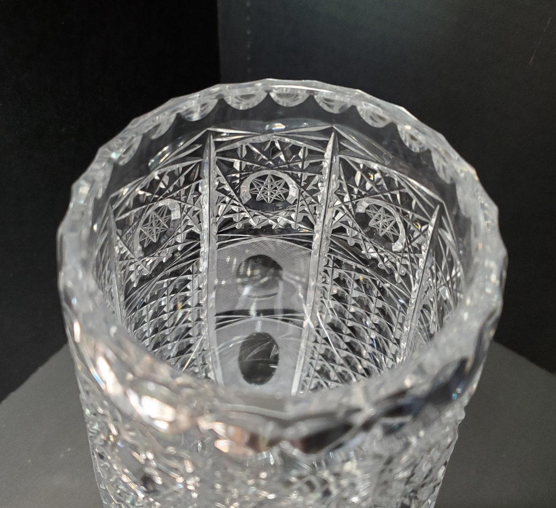 Pretty 93/4 Czech Bohemian Cut Crystal Vase Stars / Etsy