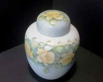 Hand Painted "Yellow Rose" Ginger Jar