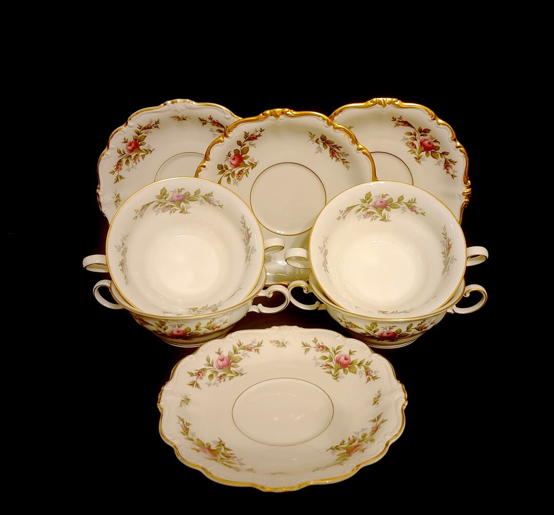 Four 4 Rosenthal Continental Line Pompadour Shape Cream Soup