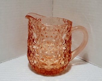 Pink 4-1/2" Jeannette Glass "Holiday" aka "Buttons & Bows" Milk Pitcher