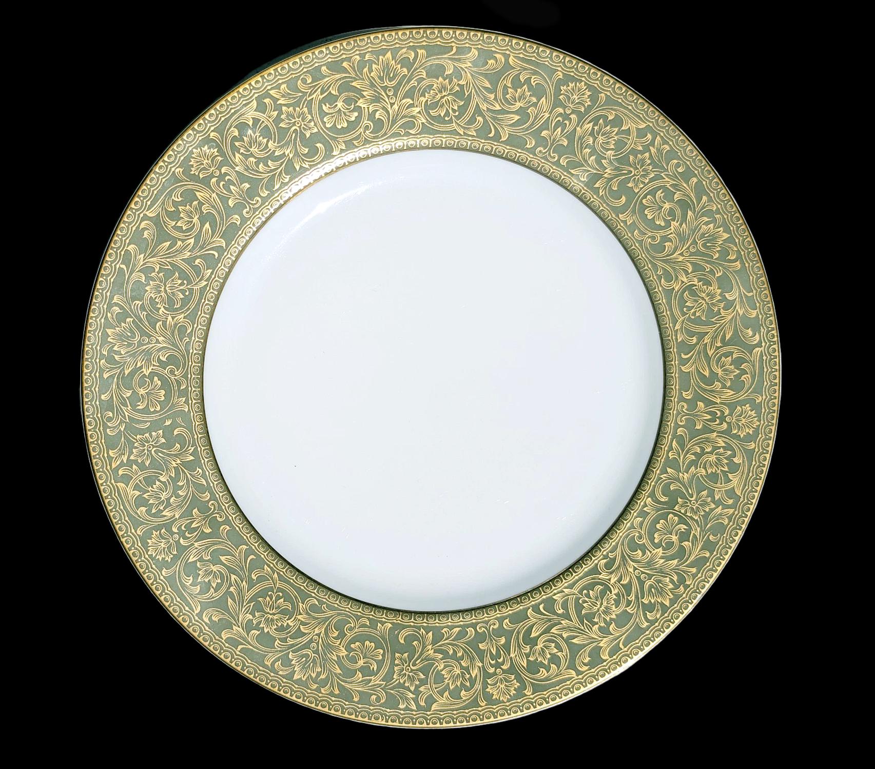 Green and Gold China Plate - Etsy