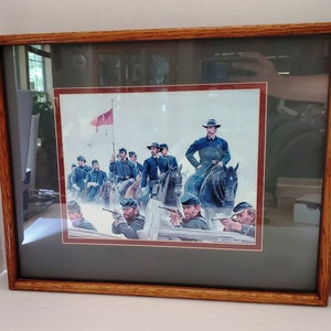 Framed 1993 Mort Kuntzler &quot;Hold At All Cost&quot; Print / John Buford at Battle of Gettysburg