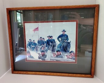 Framed 1993 Mort Kuntzler "Hold At All Cost" Print / Reynolds at Battle of Gettysburg