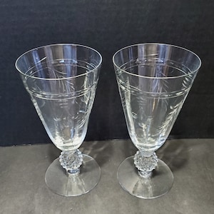 Pair of Morgantown Footed Water Glasses / Stems