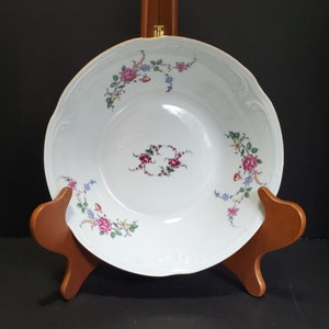 Vintage Wloclawek Porcelain 9&quot; Vegetable Bowl / Poland / Roses