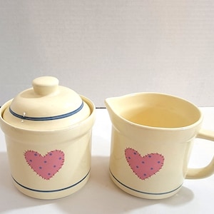 Treasure Craft Auntie Em Collection "Heart To Heart" Sugar With Lid & Matching Creamer image 1