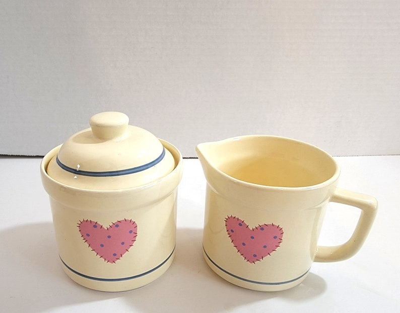 Treasure Craft Auntie Em Collection "Heart To Heart" Sugar With Lid & Matching Creamer image 1